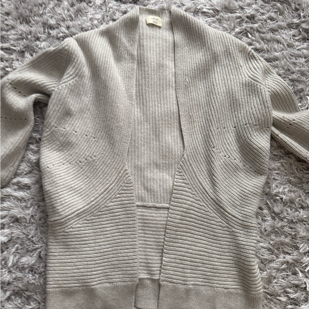 Wilfred Open-Front Cream Ribbed Cardigan Sweater